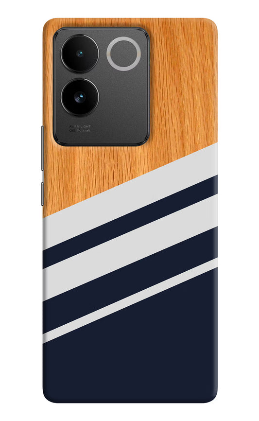 Blue and white wooden Vivo T2 Pro 5G Hard Case Back Cover by Casekaro