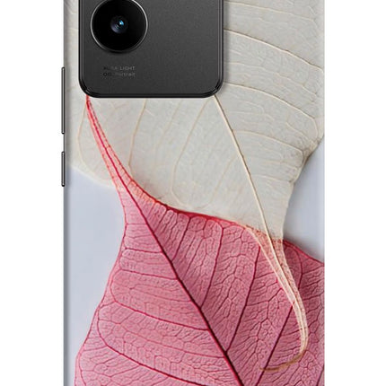 White Pink Leaf Vivo T2 Pro 5G Hard Case Back Cover by Casekaro
