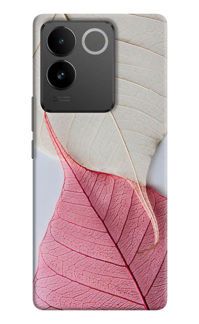 White Pink Leaf Vivo T2 Pro 5G Hard Case Back Cover by Casekaro