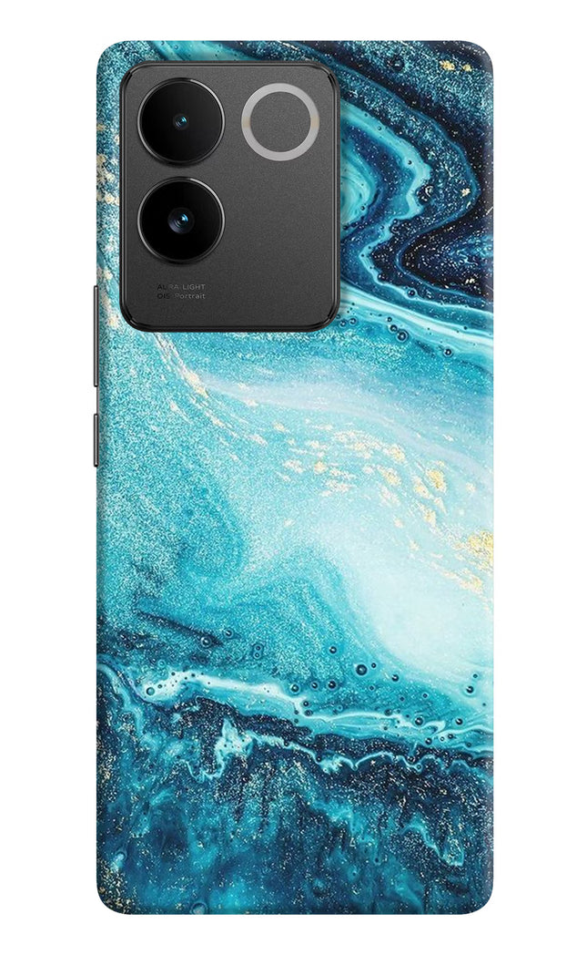 Blue Glitter Marble Vivo T2 Pro 5G Hard Case Back Cover by Casekaro
