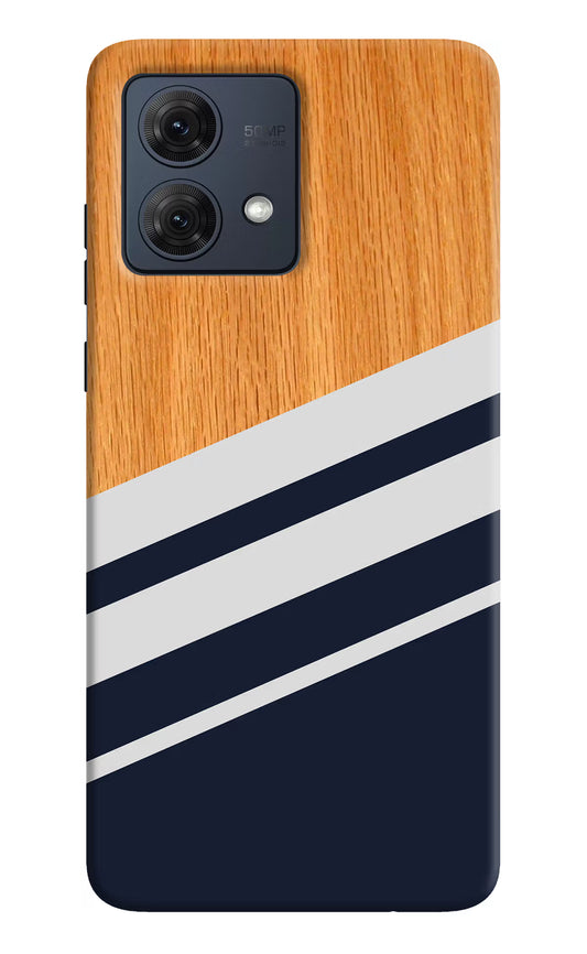 Blue and white wooden Moto G54 5G Hard Case Back Cover by Casekaro