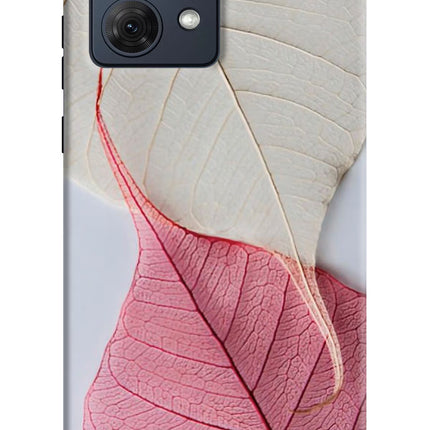 White Pink Leaf Moto G54 5G Hard Case Back Cover by Casekaro