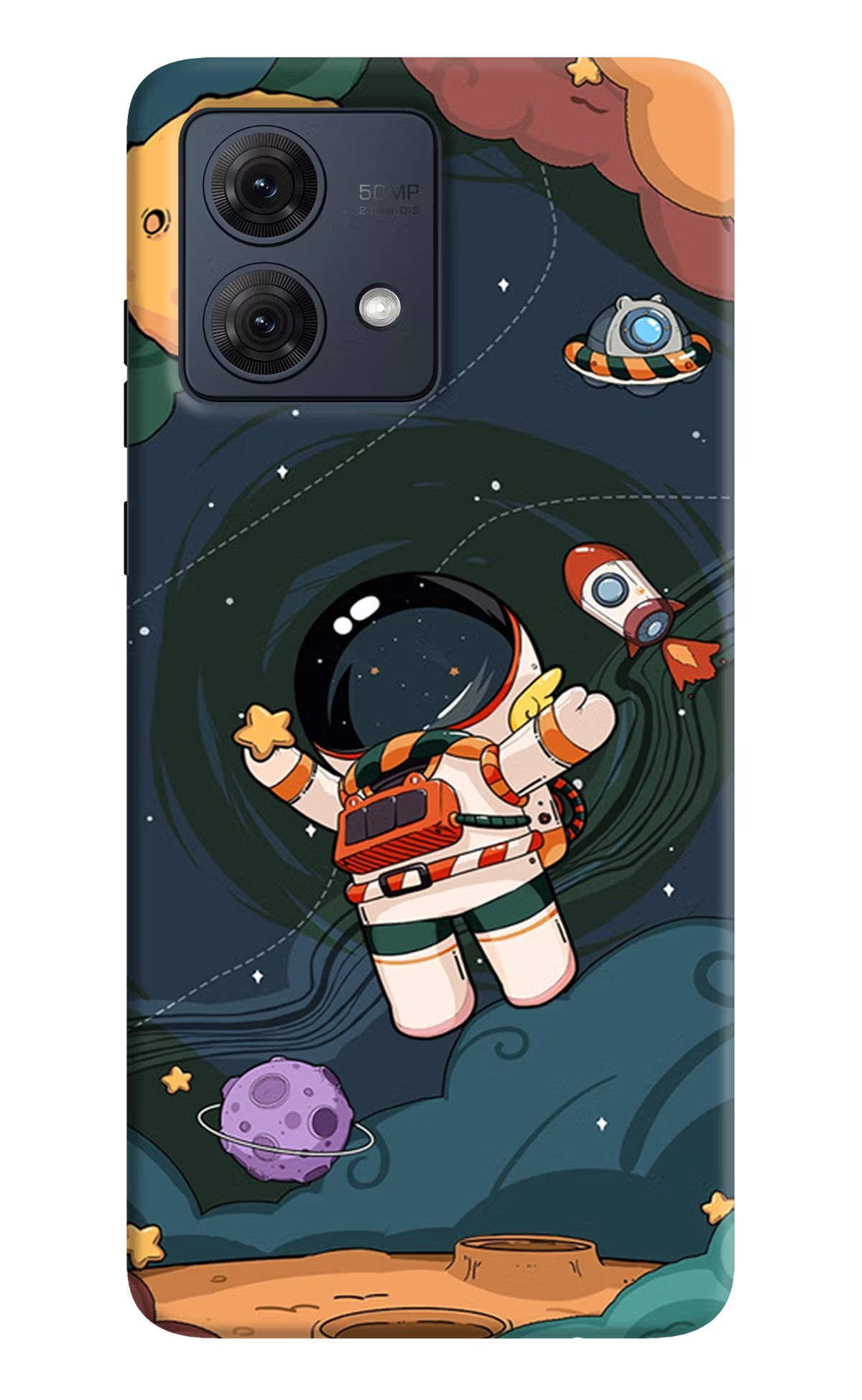 Cartoon Astronaut Moto G54 5G Hard Case Back Cover by Casekaro