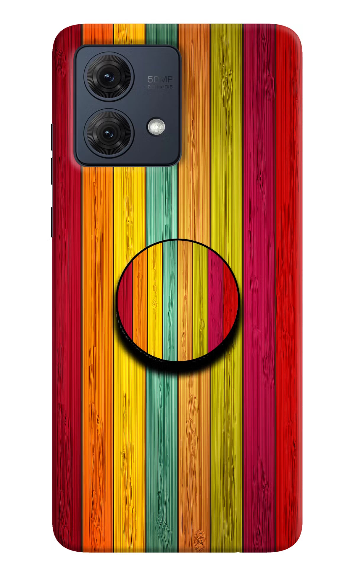Multicolor Wooden Moto G54 5G Pop Case by Casekaro