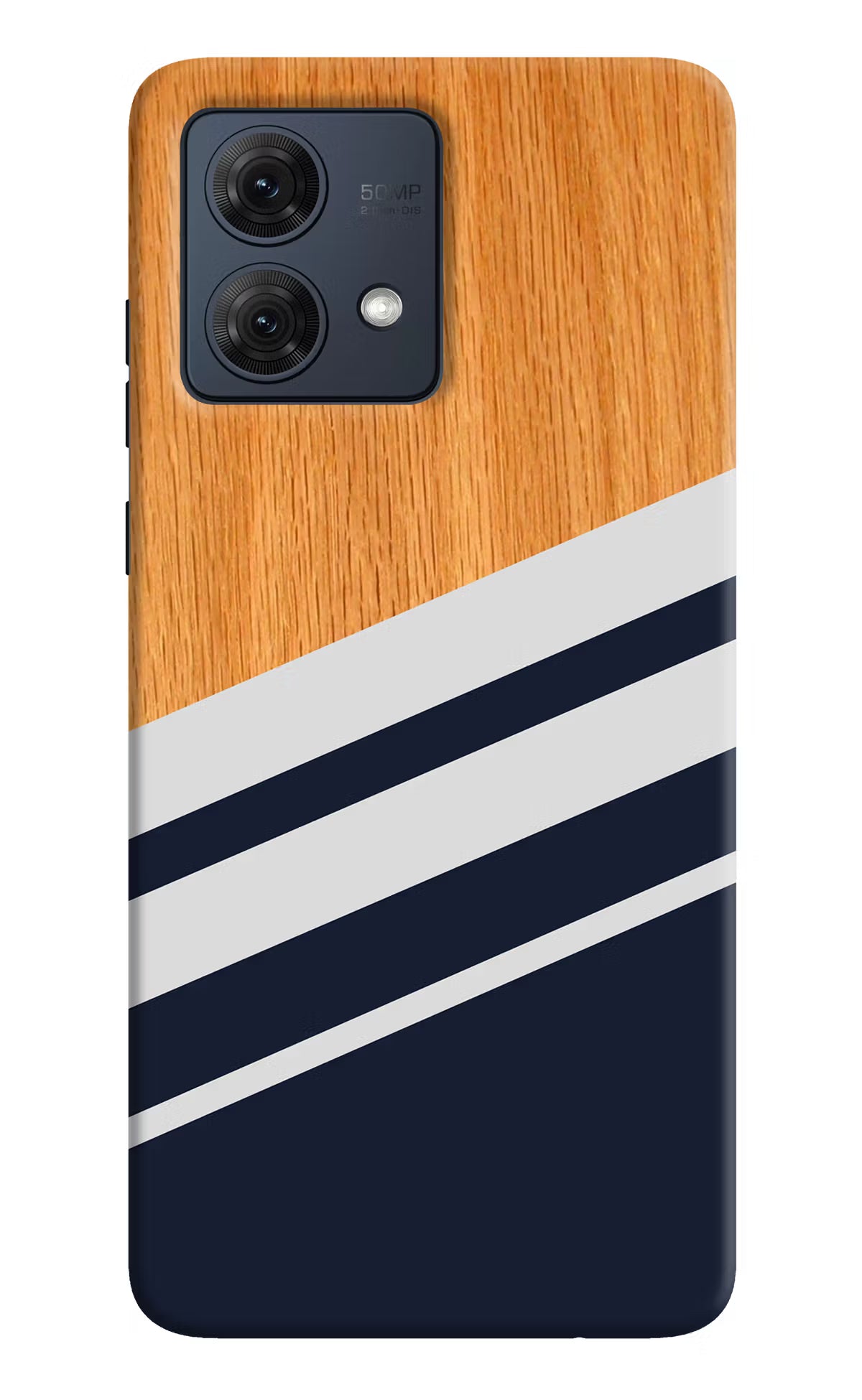 Blue and white wooden Moto G84 5G Hard Case Back Cover by Casekaro