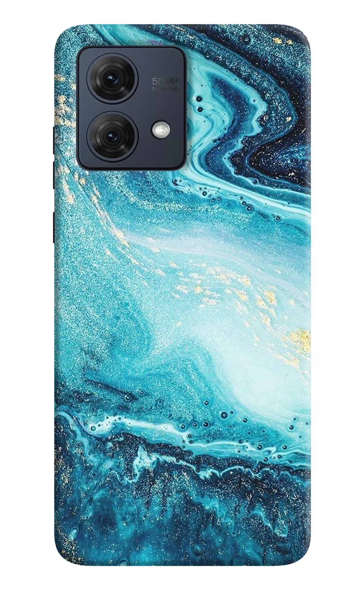 Blue Glitter Marble Moto G84 5G Hard Case Back Cover by Casekaro