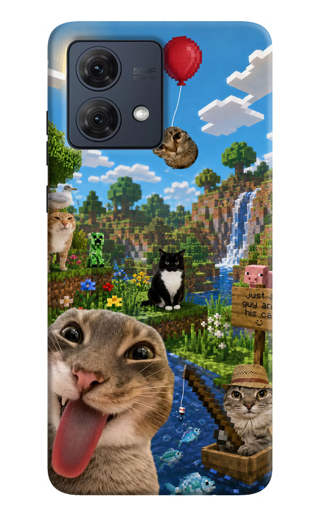 Minecraft Cat Chaos Moto G84 5G Hard Case Back Cover by Casekaro