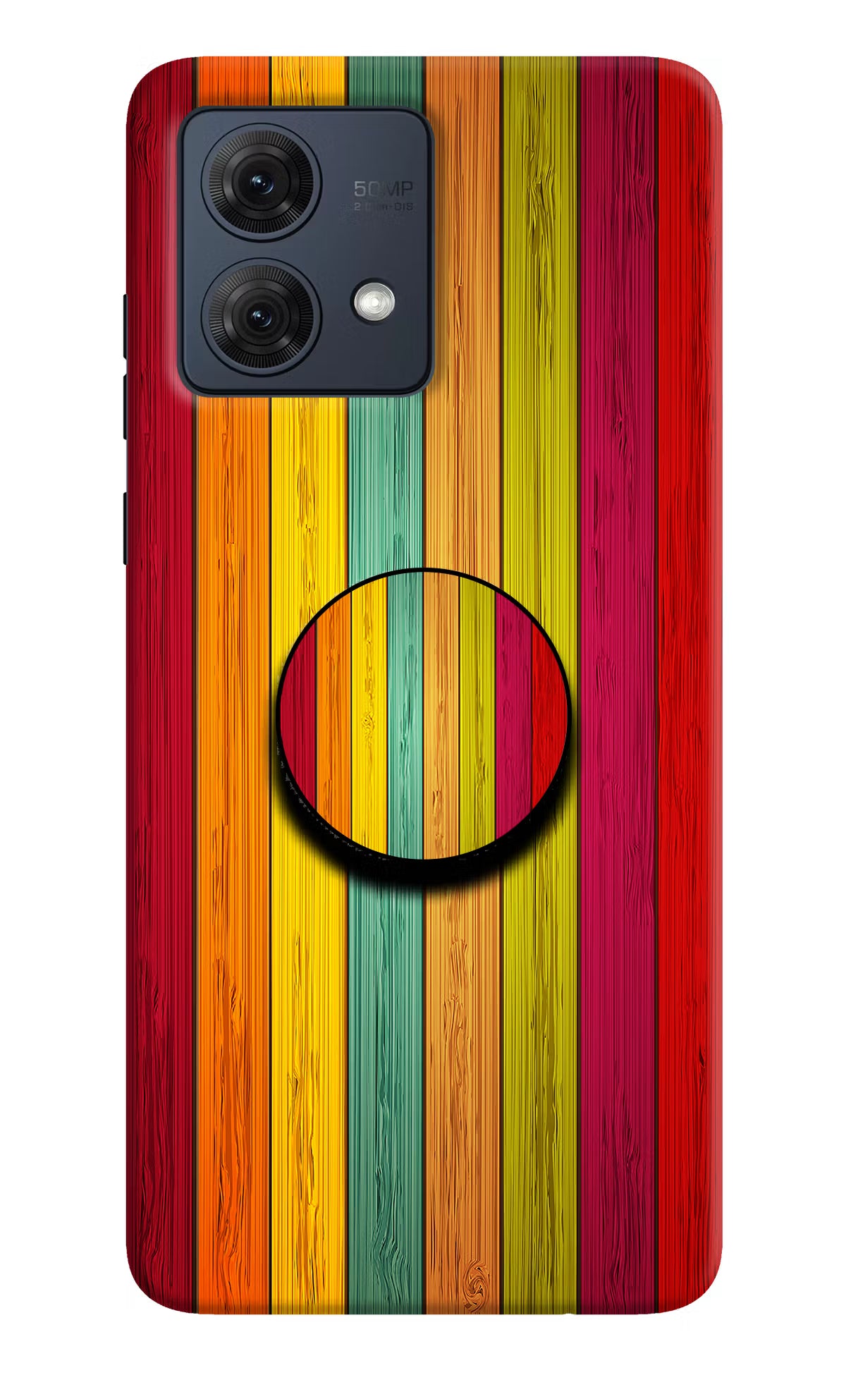 Multicolor Wooden Moto G84 5G Pop Case by Casekaro