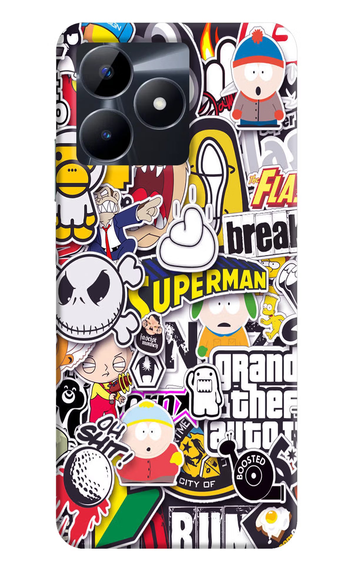 Sticker Bomb Realme C53 Hard Case Back Cover by Casekaro