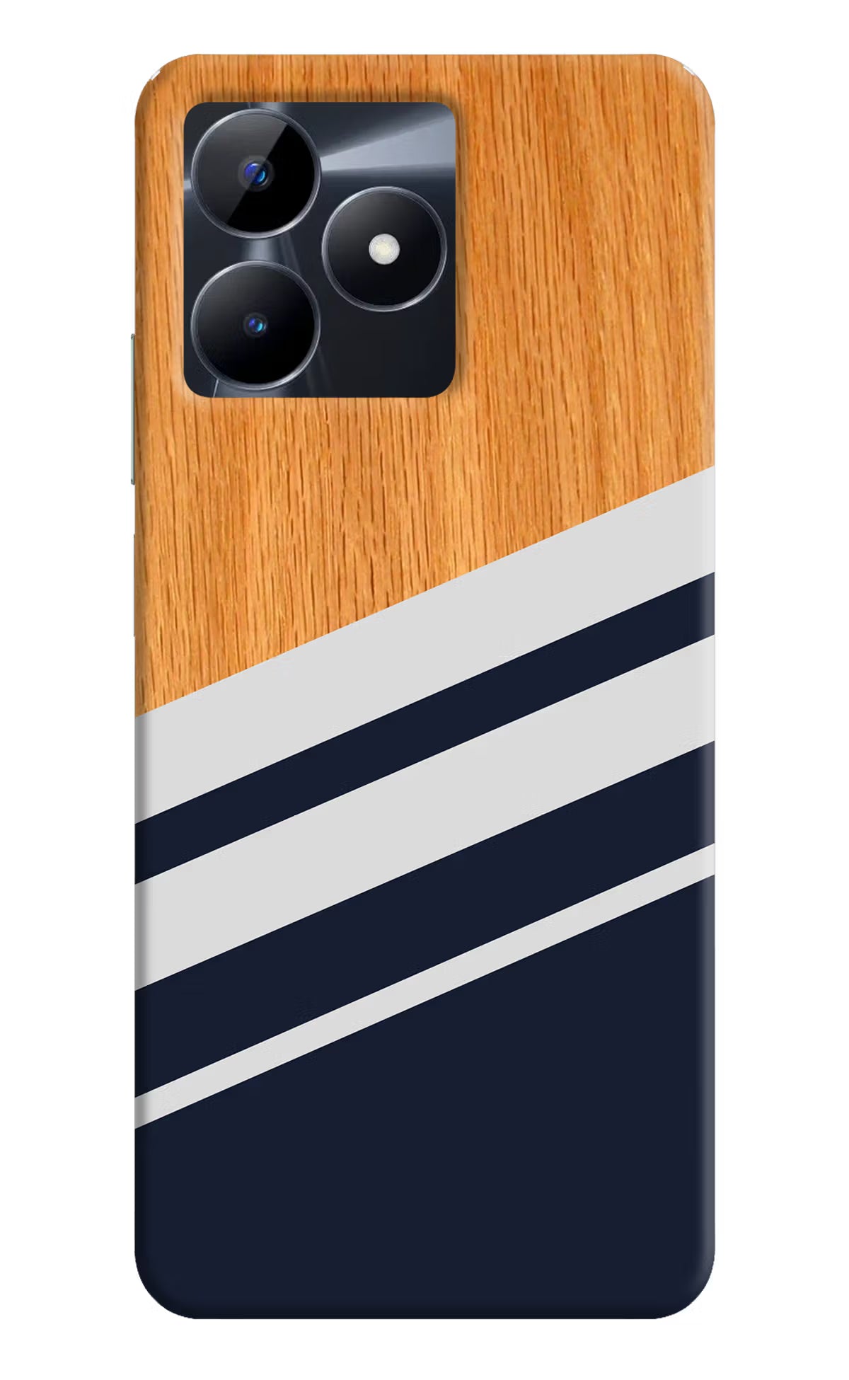 Blue and white wooden Realme C53 Hard Case Back Cover by Casekaro