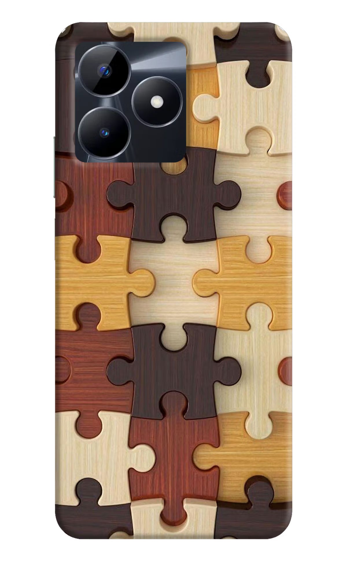 Wooden Puzzle Realme C53 Hard Case Back Cover by Casekaro