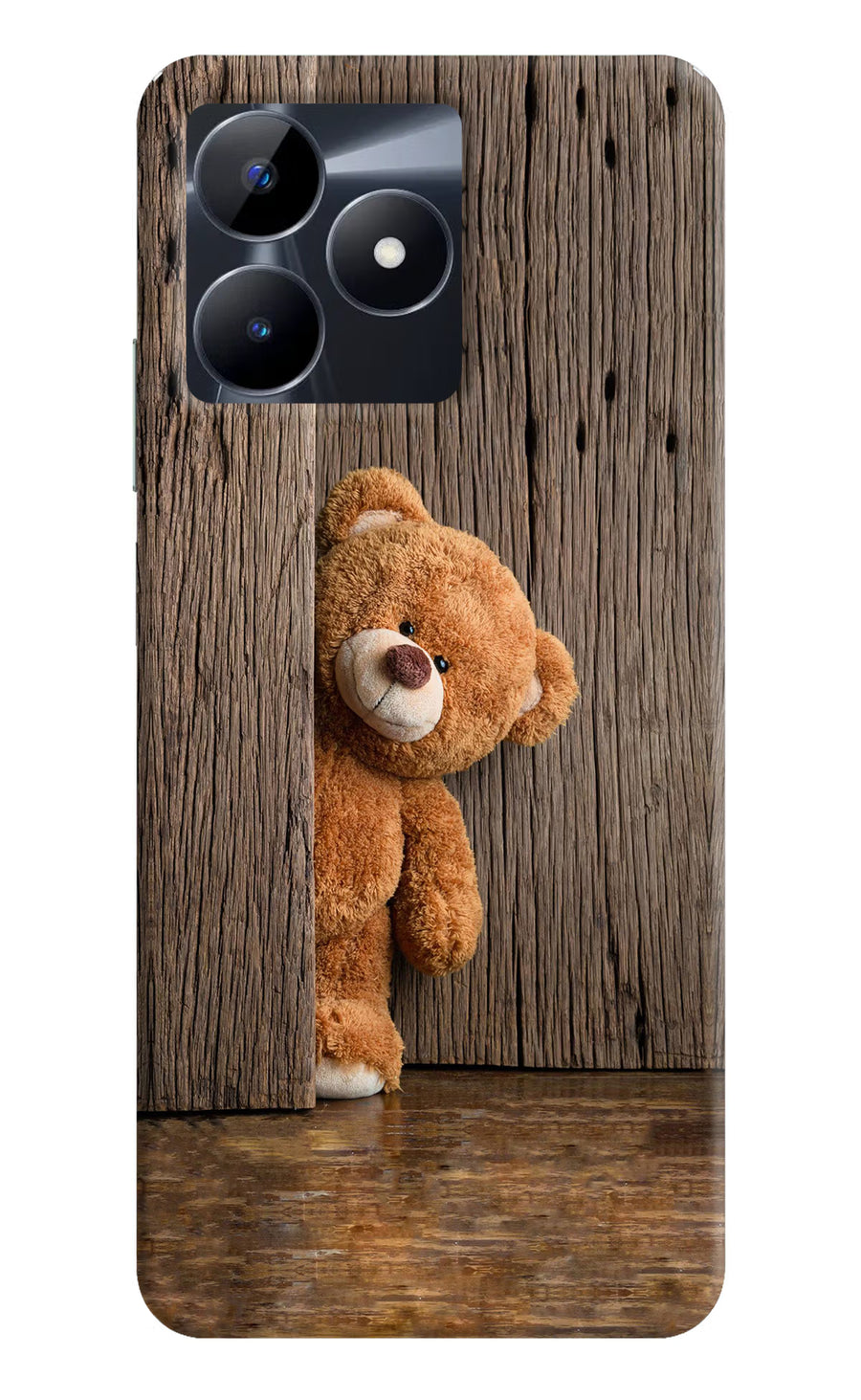 Teddy Wooden Realme C53 Back Cover, Hard case