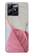 White Pink Leaf Realme C53 Hard Case Back Cover by Casekaro