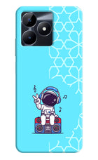 Cute Astronaut Chilling Realme C53 Hard Case Back Cover by Casekaro