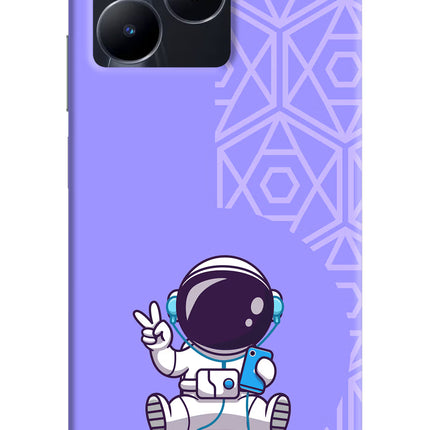 Cute Astronaut Chilling Realme C53 Hard Case Back Cover by Casekaro
