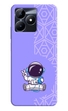 Cute Astronaut Chilling Realme C53 Hard Case Back Cover by Casekaro