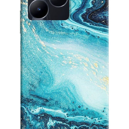 Blue Glitter Marble Realme C53 Hard Case Back Cover by Casekaro