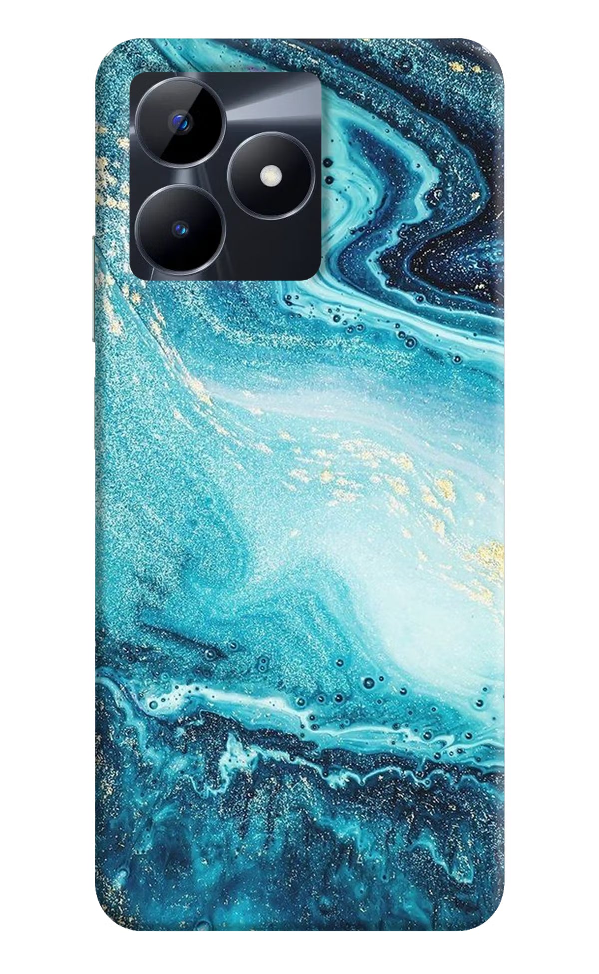 Blue Glitter Marble Realme C53 Hard Case Back Cover by Casekaro