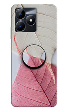 White Pink Leaf Realme C53 Pop Case by Casekaro
