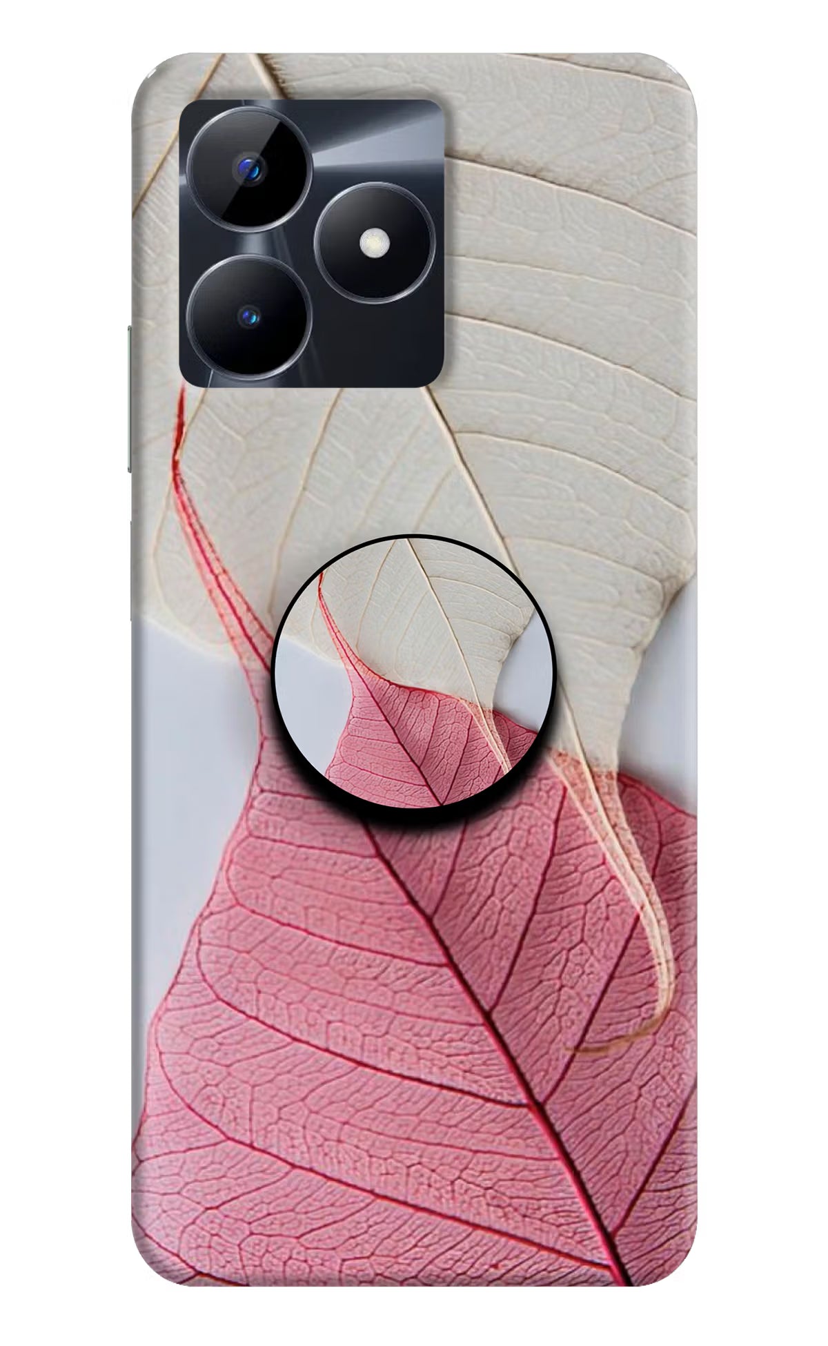 White Pink Leaf Realme C53 Pop Case by Casekaro