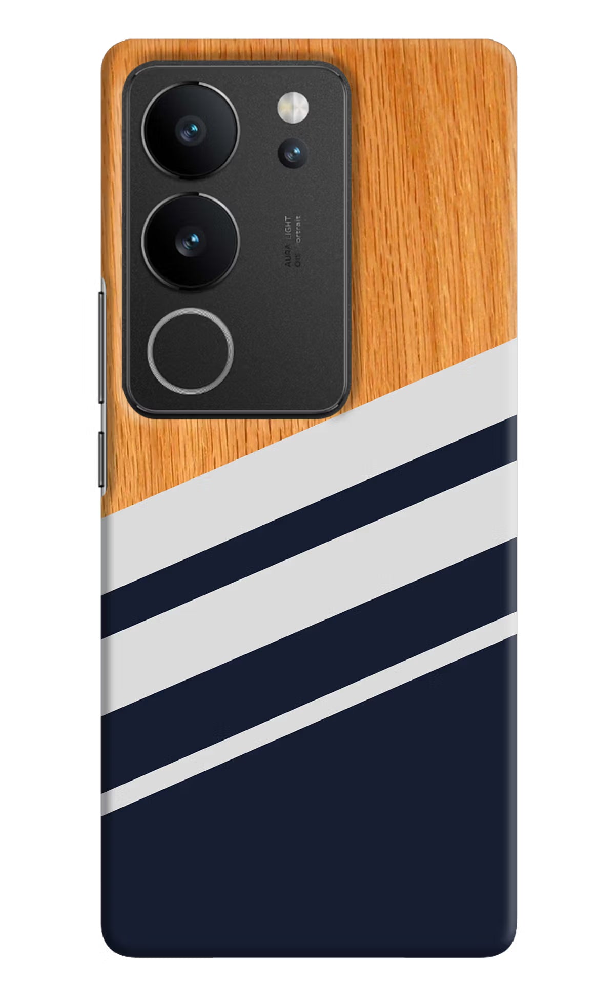 Blue and white wooden Vivo V29/V29 Pro Hard Case Back Cover by Casekaro