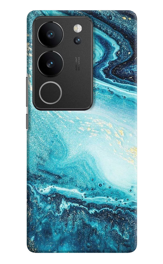 Blue Glitter Marble Vivo V29/V29 Pro Hard Case Back Cover by Casekaro