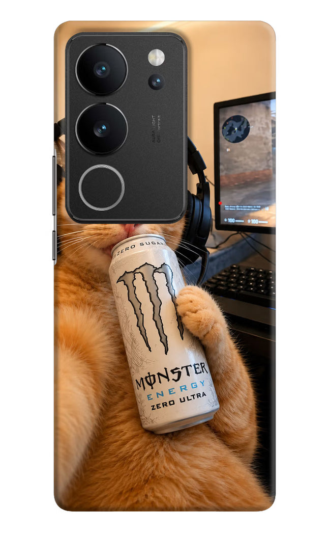 Gamer Cat Energy Vivo V29/V29 Pro Hard Case Back Cover by Casekaro