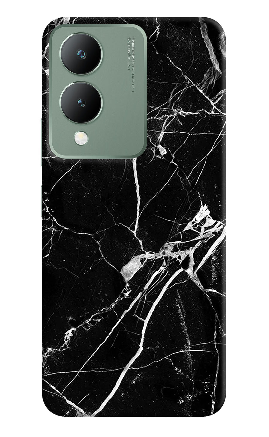 Black Marble Pattern Vivo Y17s Back Cover, Hard case