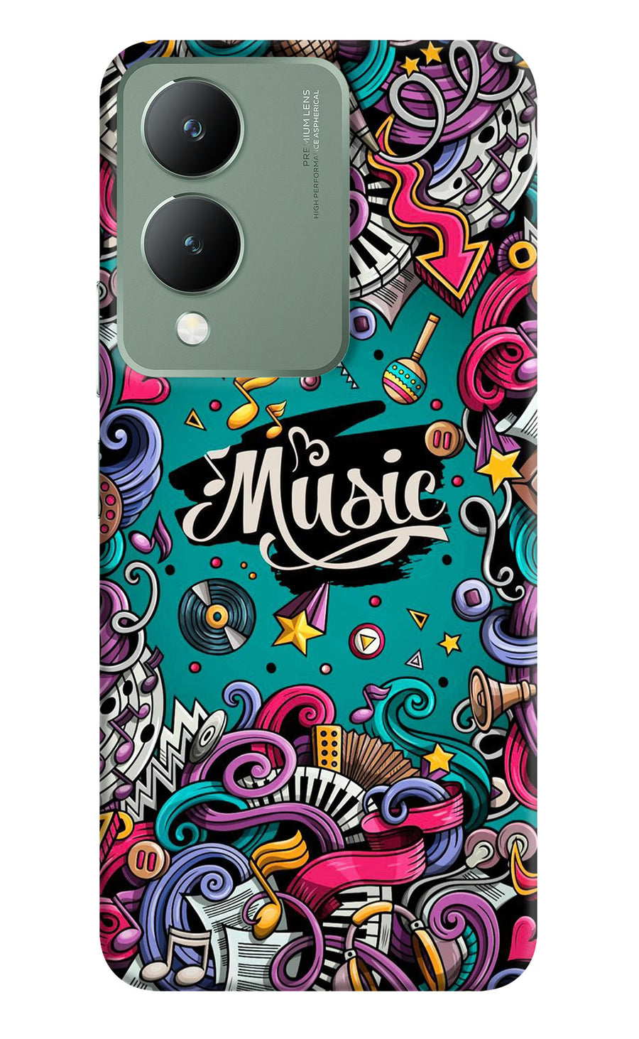 Music Graffiti Vivo Y17s Back Cover, Hard case