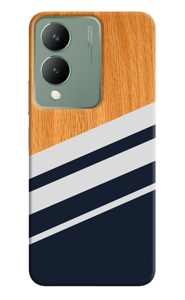 Blue and white wooden Vivo Y17s Hard Case Back Cover by Casekaro