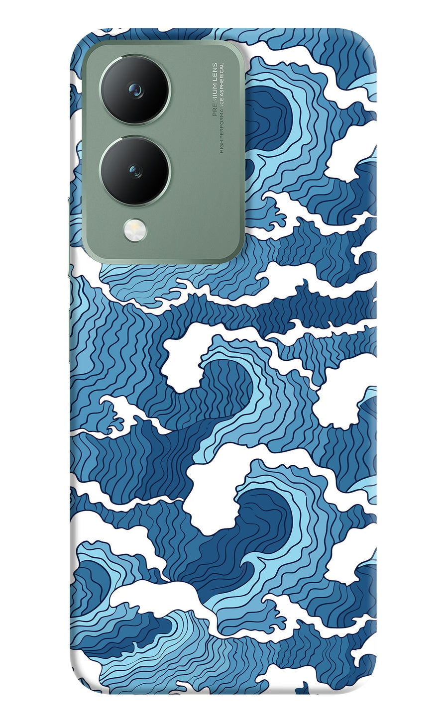 Blue Waves Vivo Y17s Back Cover, Hard case