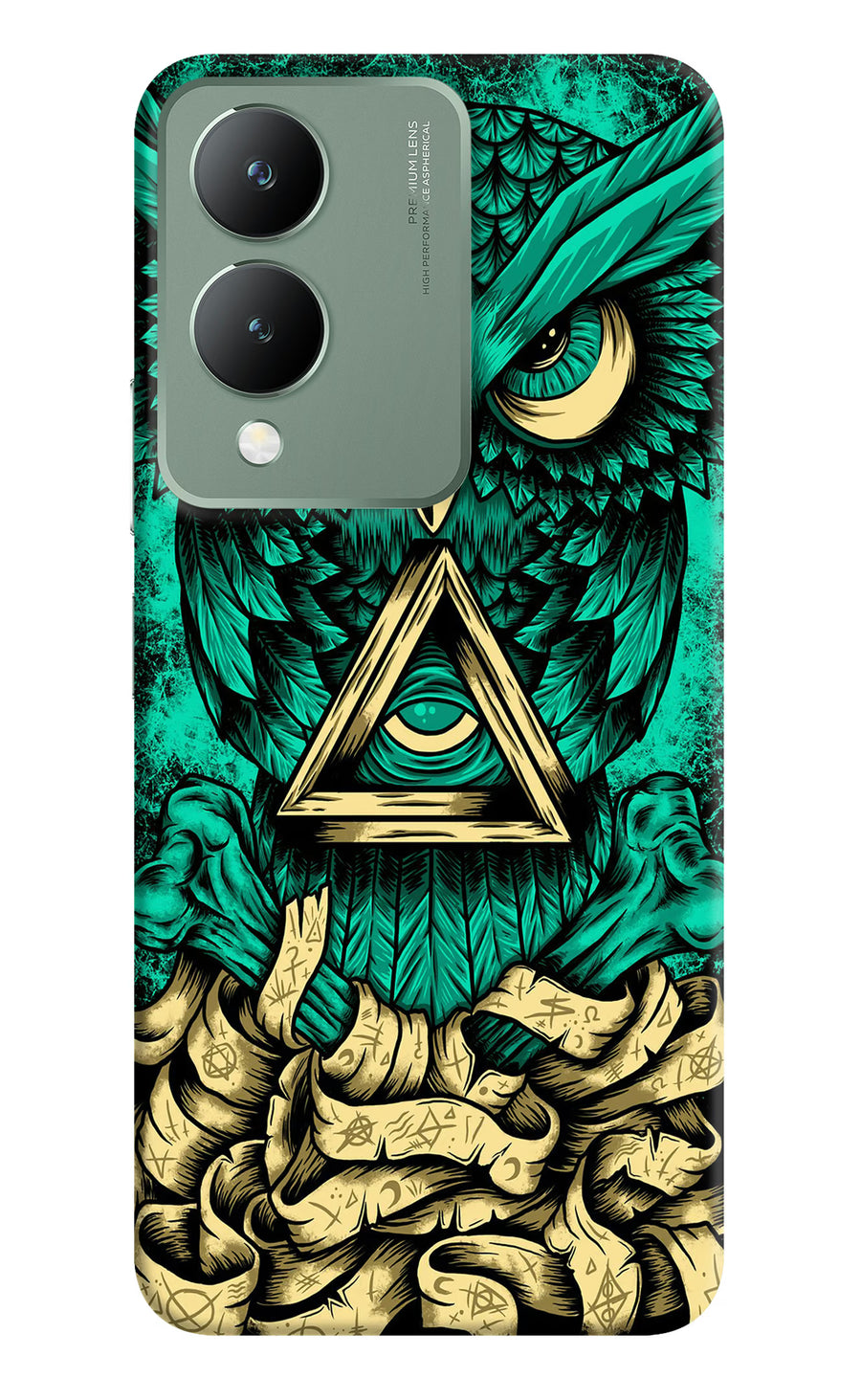 Green Owl Vivo Y17s Back Cover, Hard case