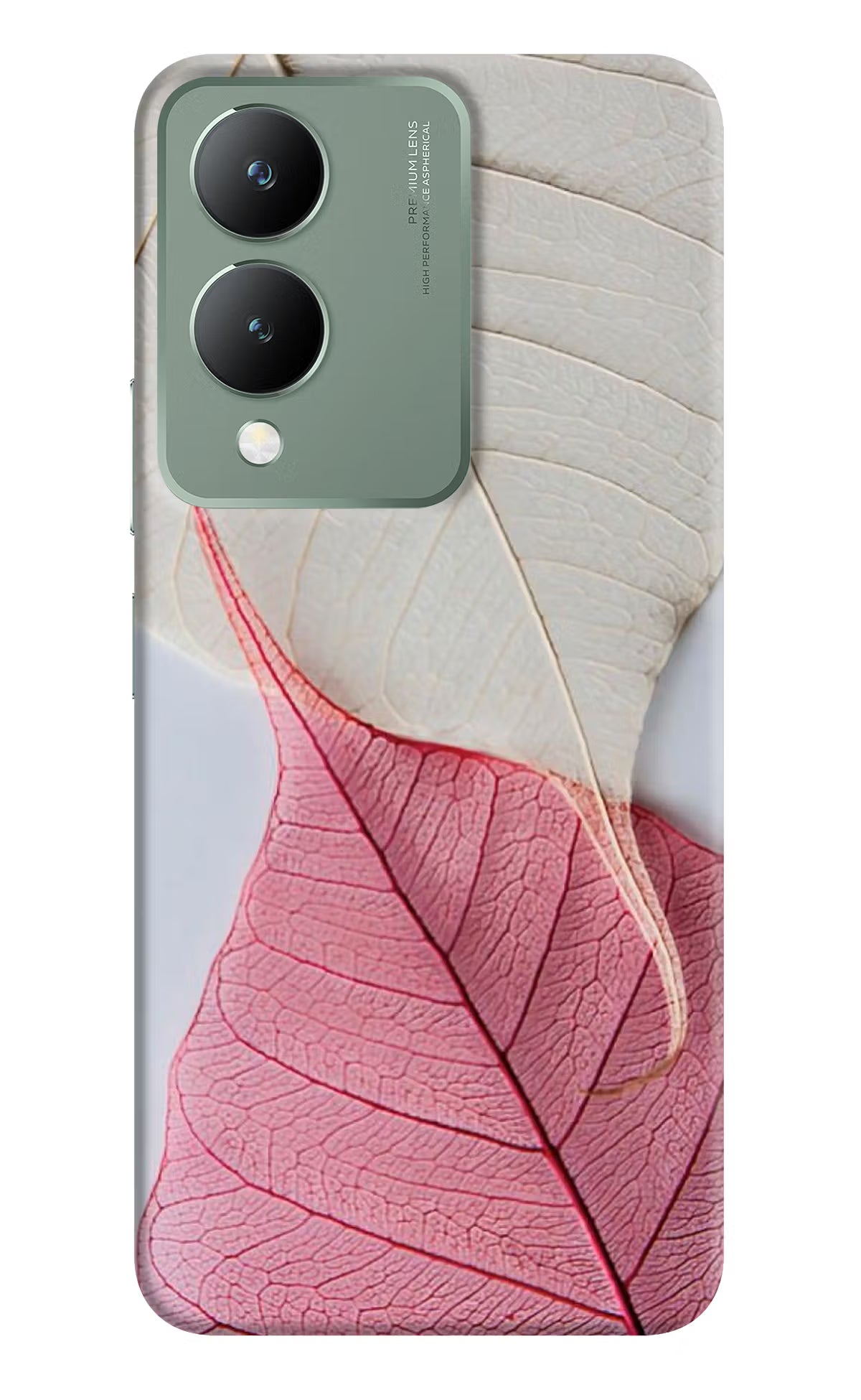 White Pink Leaf Vivo Y17s Back Cover