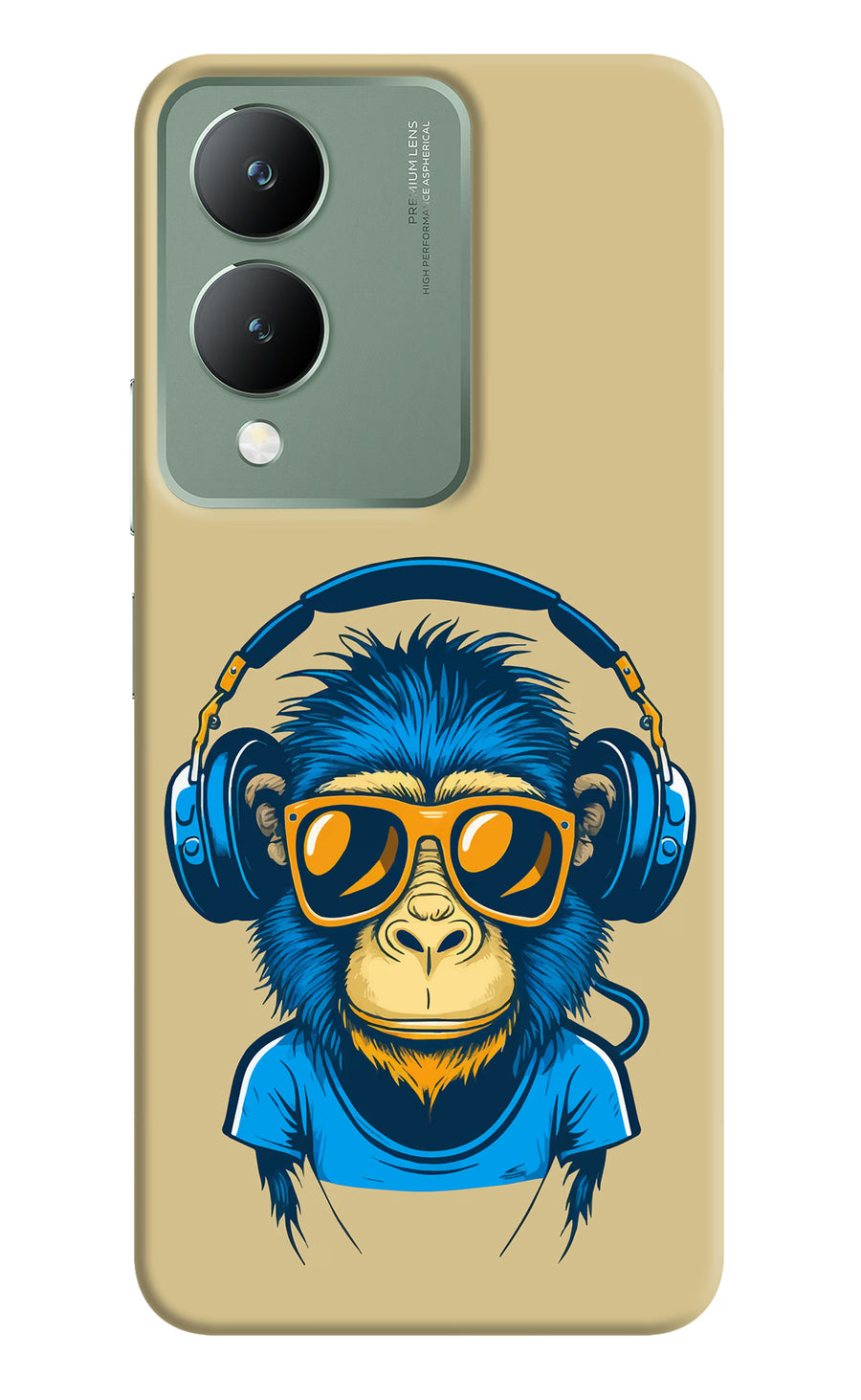 Monkey Headphone Vivo Y17s Back Cover, Hard case