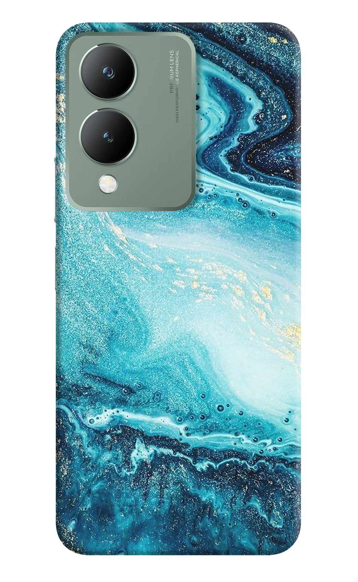 Blue Glitter Marble Vivo Y17s Back Cover
