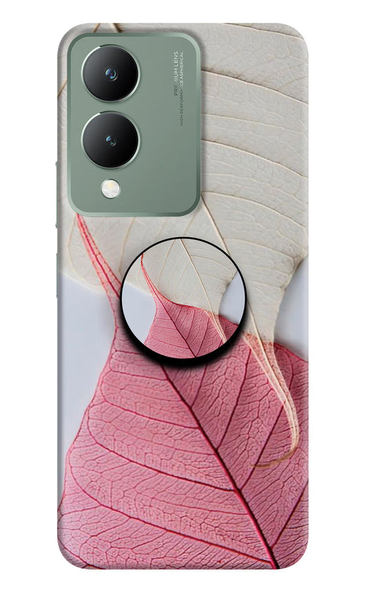 White Pink Leaf Vivo Y17s Pop Case