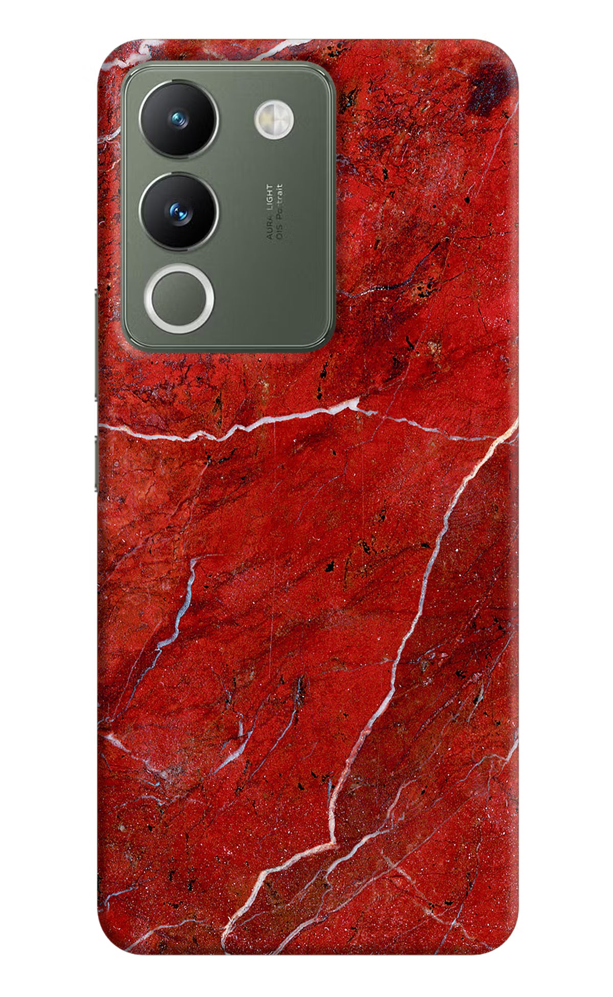 Red Marble Design Vivo Y200 5G Hard Case Back Cover by Casekaro