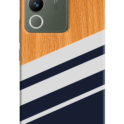 Blue and white wooden Vivo Y200 5G Hard Case Back Cover by Casekaro