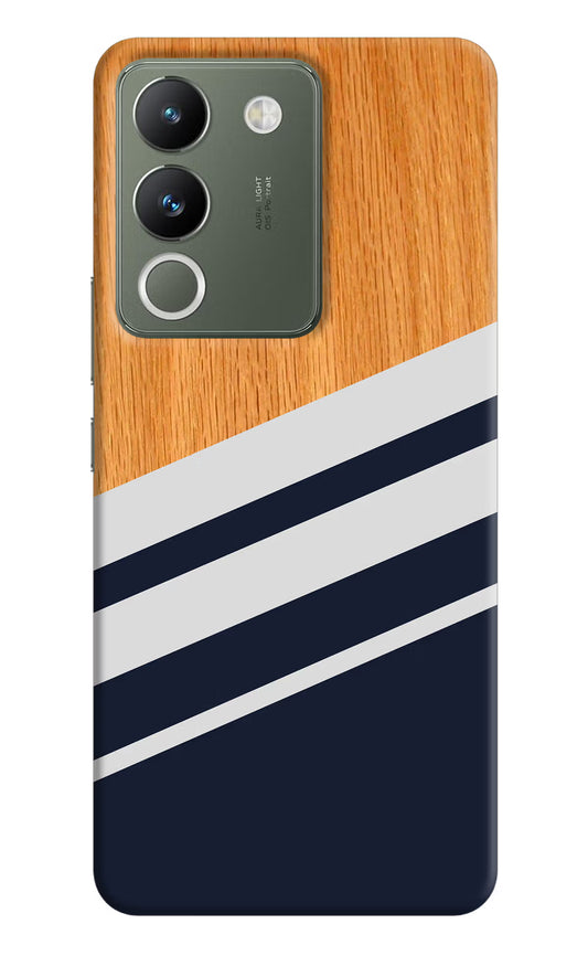 Blue and white wooden Vivo Y200 5G Hard Case Back Cover by Casekaro