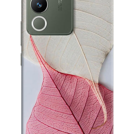 White Pink Leaf Vivo Y200 5G Hard Case Back Cover by Casekaro