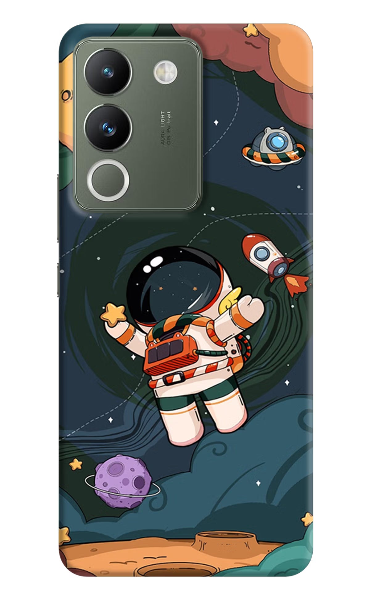 Cartoon Astronaut Vivo Y200 5G Hard Case Back Cover by Casekaro