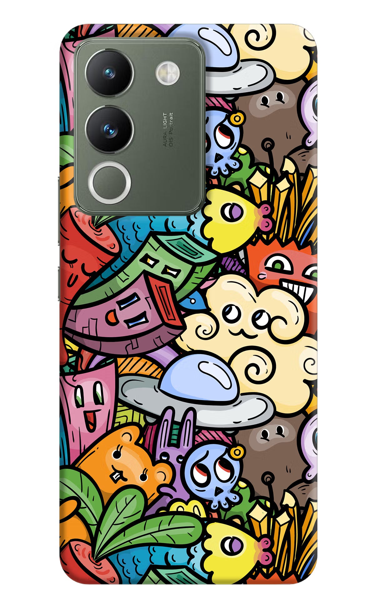 Veggie Doodle Vivo Y200 5G Hard Case Back Cover by Casekaro