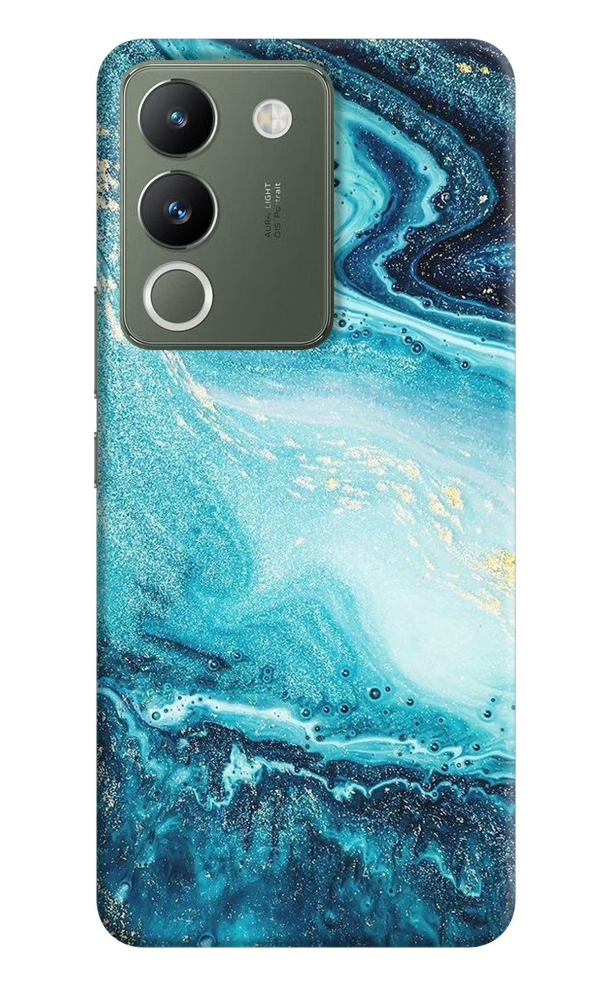 Blue Glitter Marble Vivo Y200 5G Hard Case Back Cover by Casekaro