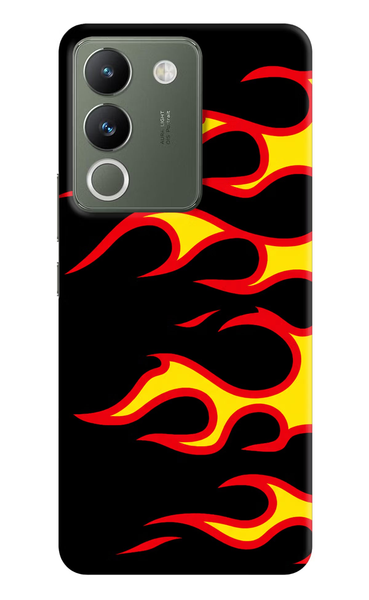 Side Sweep Flames Vivo Y200 5G Hard Case Back Cover by Casekaro