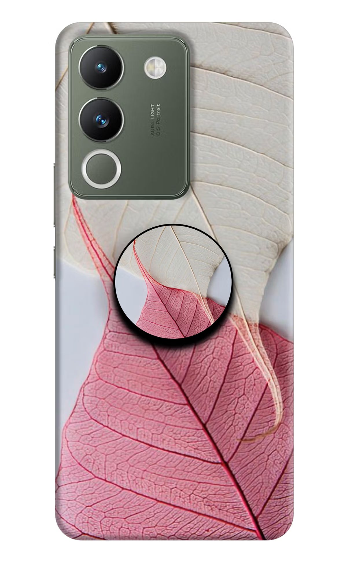 White Pink Leaf Vivo Y200 5G Pop Case by Casekaro