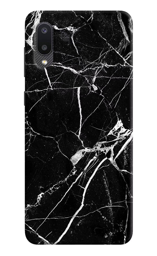 Black Marble Pattern Samsung M02 Hard Case Back Cover by Casekaro