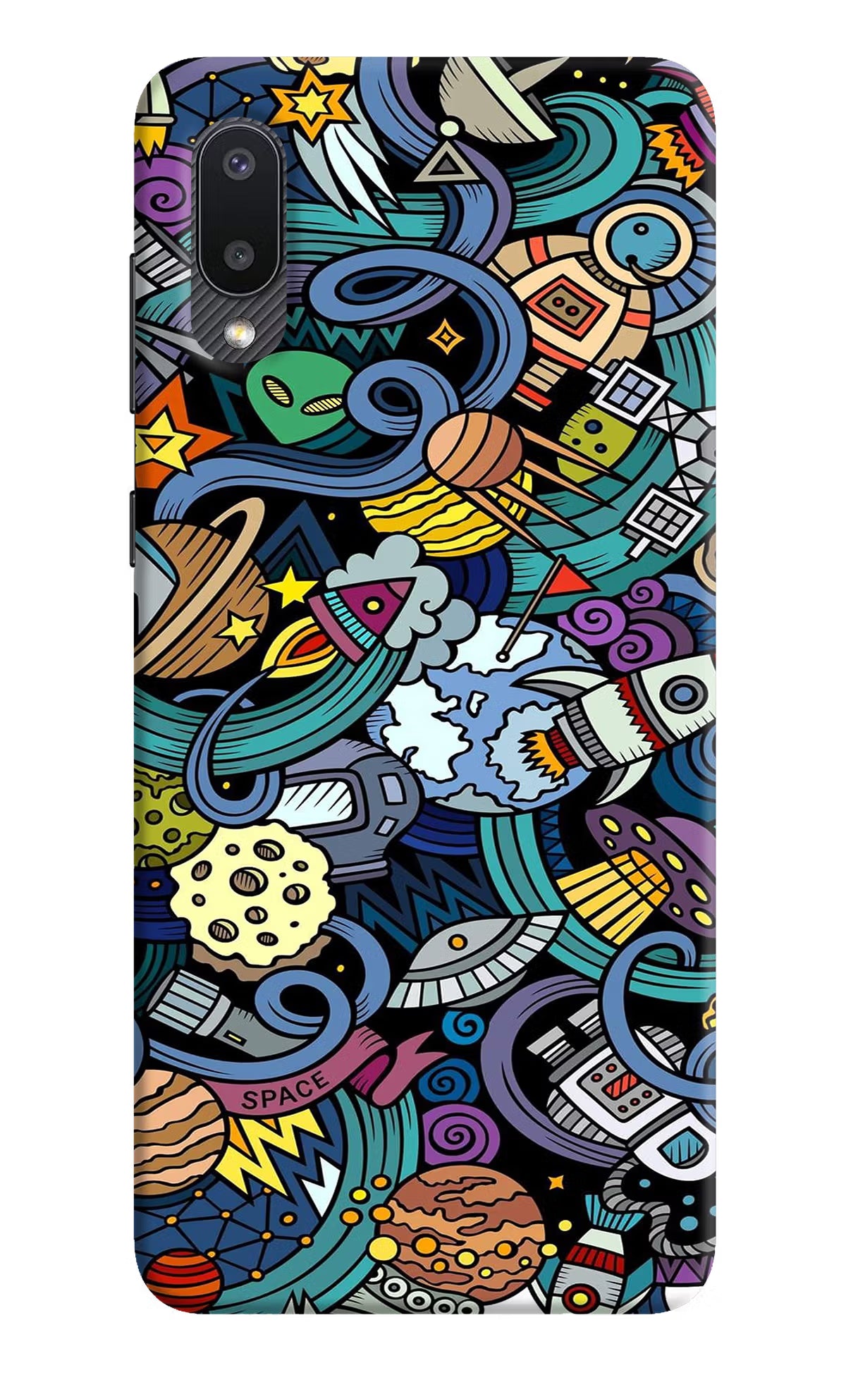 Space Abstract Samsung M02 Hard Case Back Cover by Casekaro