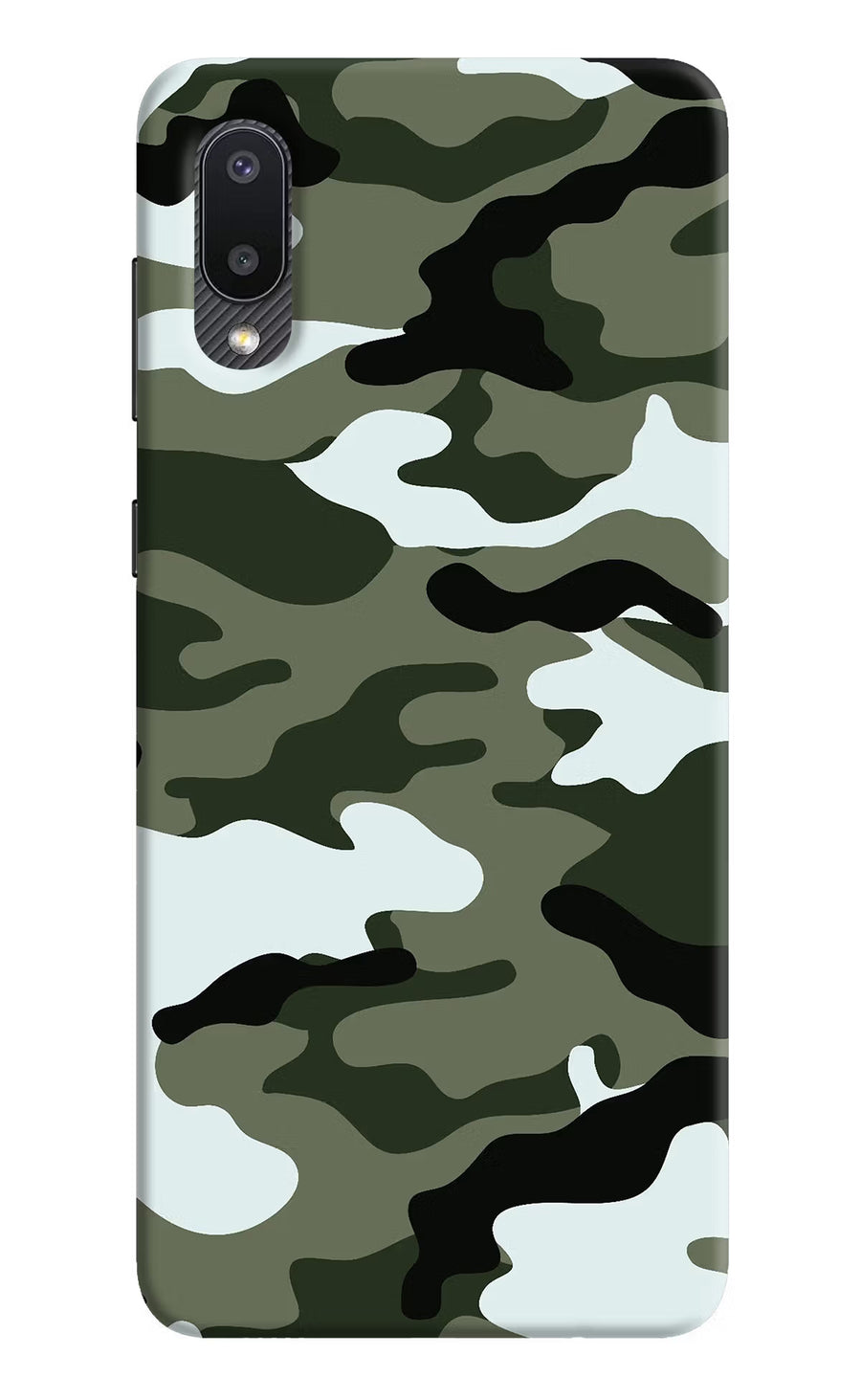 Camouflage Samsung M02 Back Cover, Hard case