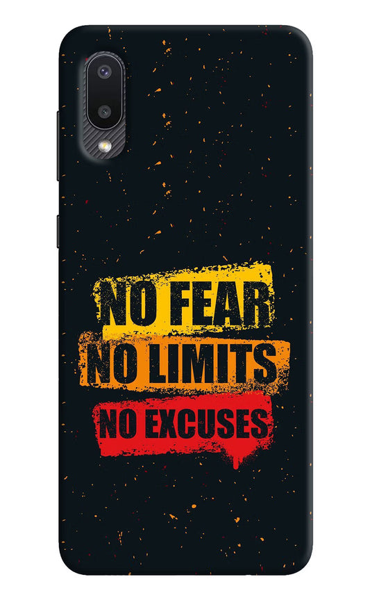 No Fear No Limits No Excuse Samsung M02 Hard Case Back Cover by Casekaro