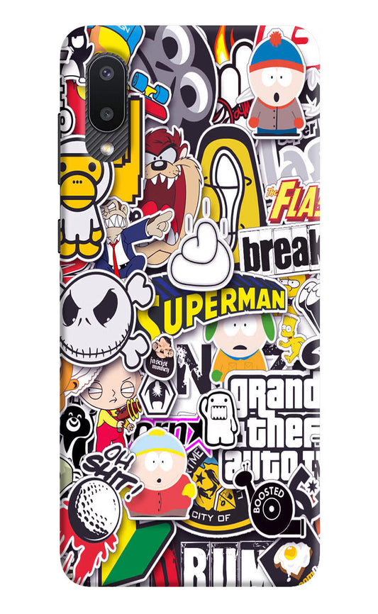 Sticker Bomb Samsung M02 Hard Case Back Cover by Casekaro